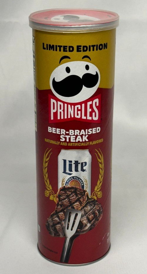 PRINGLES Beer-Braised Steak Flavor Potato Chips 5.5 oz (158g) Can-Limited Ed-NEW