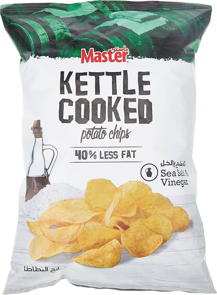 8 Pack X Master Chips Potato Kettle Cooked Sea Salt and Vinegar( 45 Gram)