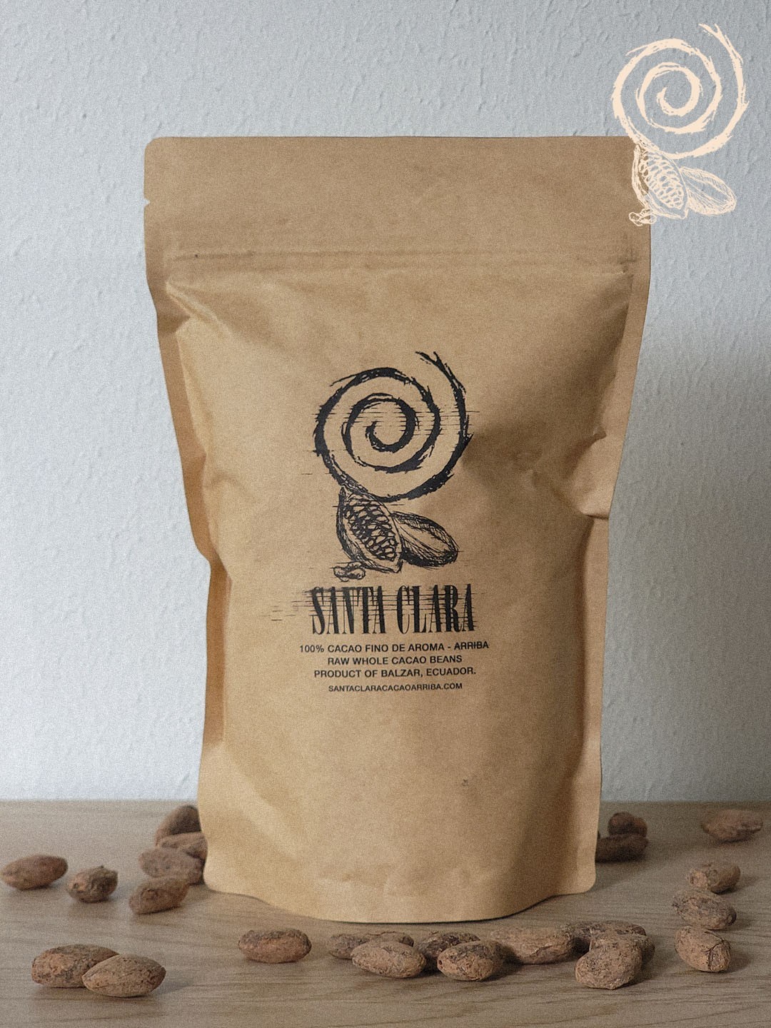 Whole Raw Dried Fino de Aroma-Arriba Cacao Beans from Ecuador.