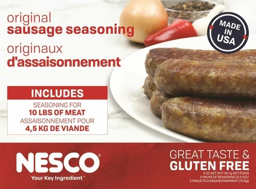 NESCO Original Sausage Seasoning Makes 20 lb (2 Packs Per Box)
