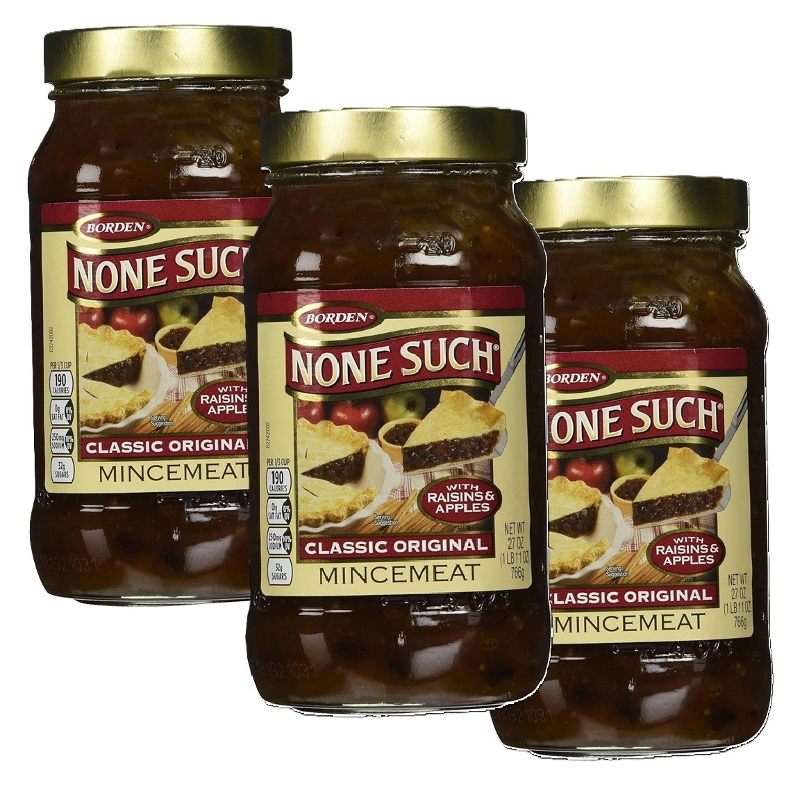 Borden None Such Mincemeat, Raisins & Apples Classic Original 27oz 3 Jars