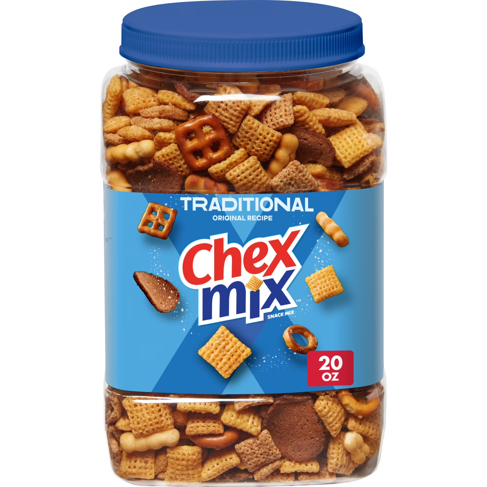 Chex Mix Traditional Snack Mix, Salty Snacks Tub, 20 oz New