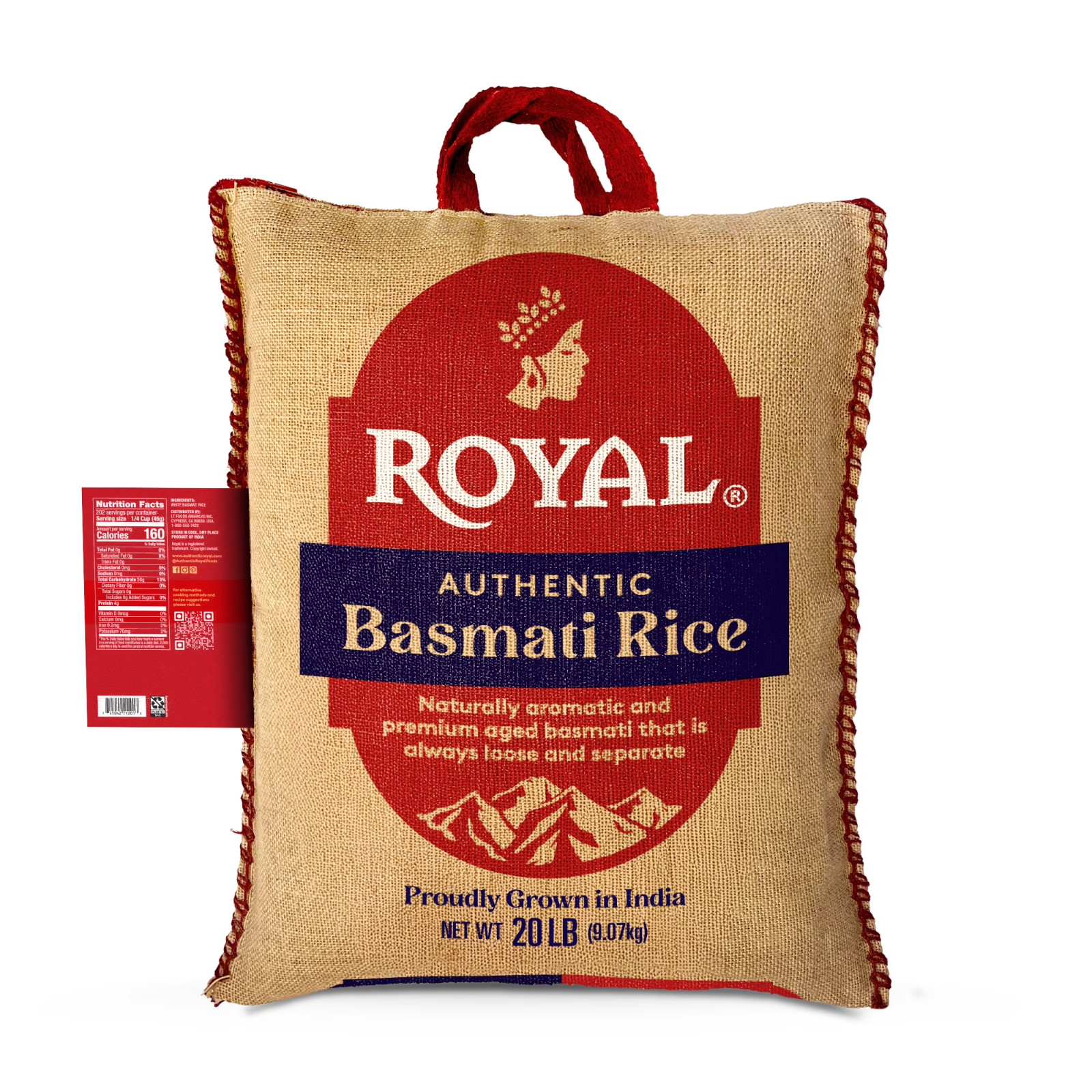 2 Pack Authentic Royal Naturally Aged Indian White Basmati Rice Gluten-free 20lb
