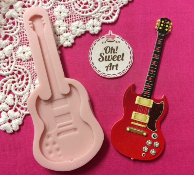 Big Guitar silicone mold fondant cake decorating food soap cupcake topper FDA