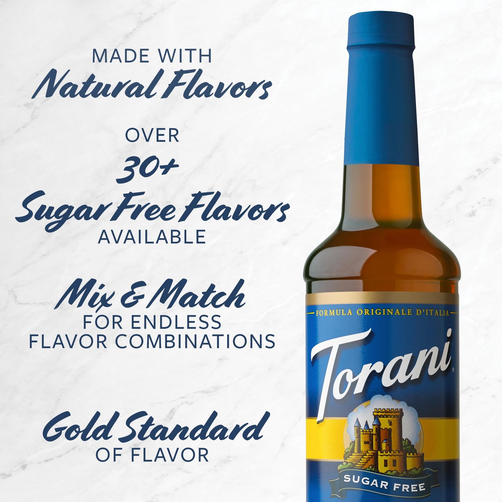 Torani Sugar Free Peach Flavored Drink 25.4 Fl Oz (Pack of 4), Colorless