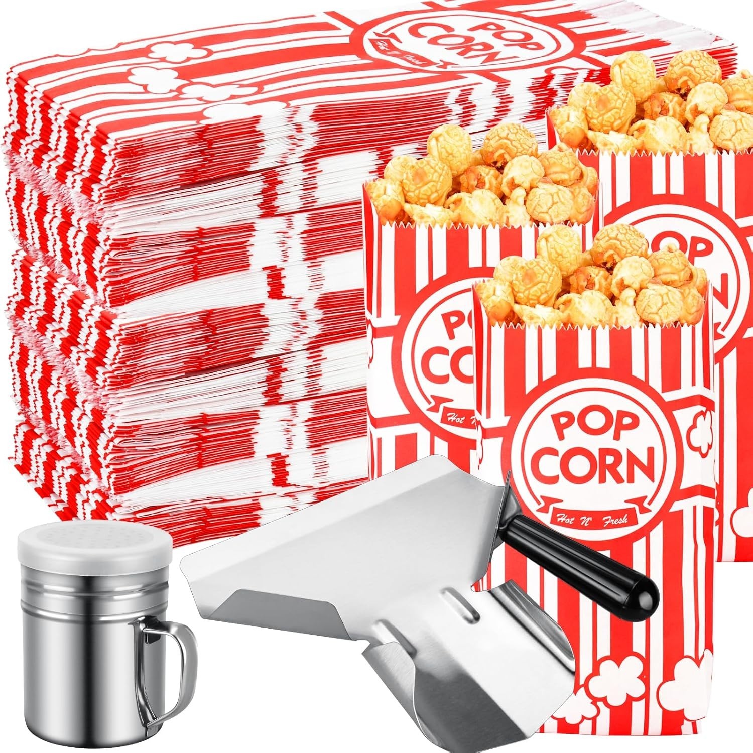 202 Pcs Popcorn Bags W/ Popcorn Scoop & Salt Shaker,1 oz Small Pop Corn Bags