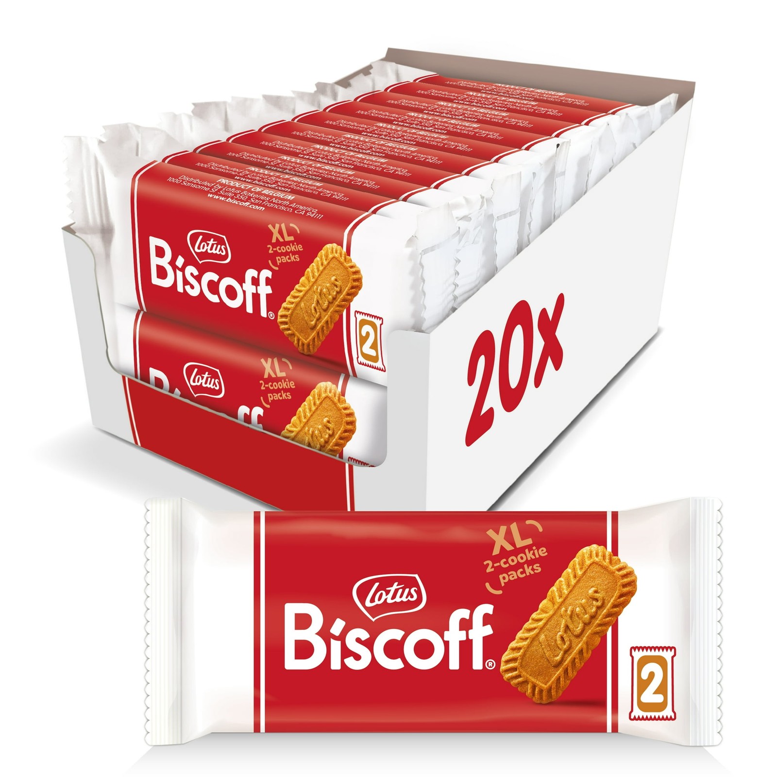 Lotus Biscoff Cookies, 17.6 Oz, Dispenser Box (20 sleeves of 2 XL cookies) New