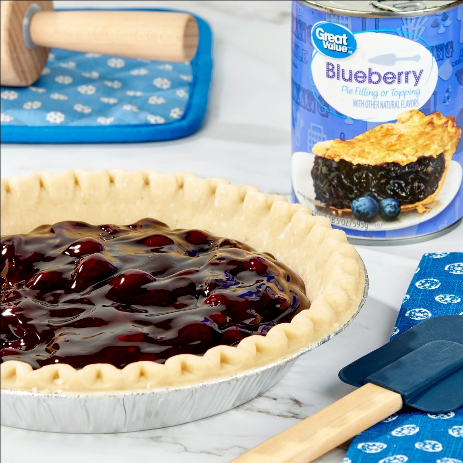 (6 pack) Great Value Blueberry Pie Filling or Topping, 21 oz
