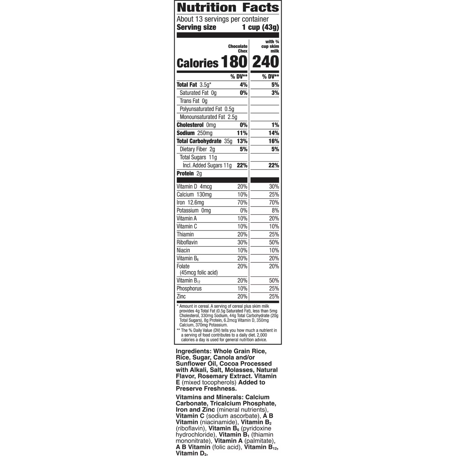 Chocolate Chex Cereal, Gluten Free Breakfast Cereal, Family Size, 20.3 oz