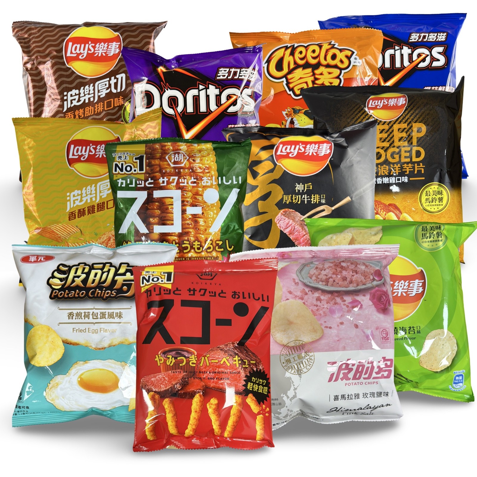 Imported Asian Japanese Chips Assortment – 6 Unique Bags | Rotating Flavors, No