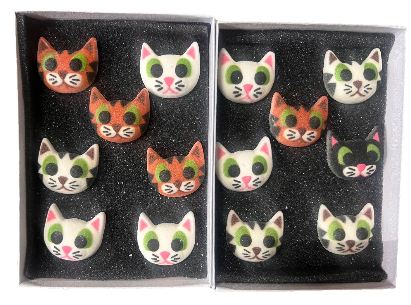 Cat Edible Sugar Decorations Halloween Kitten Faces Cake Decor Lot of 2 NEW