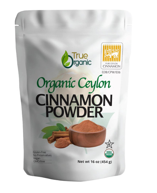 True Organic Ceylon Cinnamon Powder, 1 lb, Premium Grade, Gluten Free