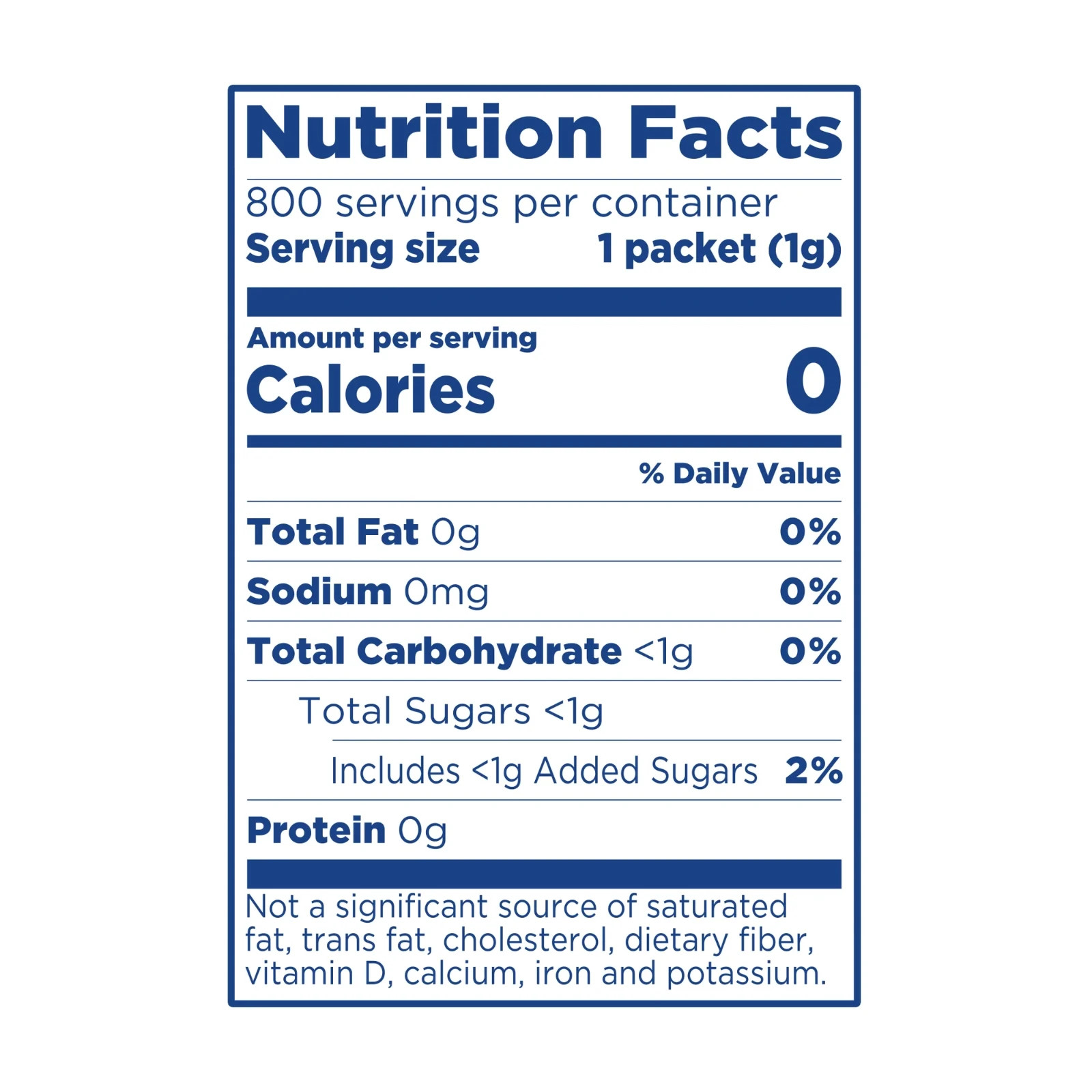 Calorie Sweetener Sugar Substitute From Coffee To Fruit 800 Count Pack of 1 NEW