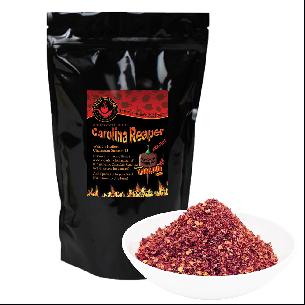 Chocolate Carolina Reaper Crushed Chili Pepper Flakes – Rare Superhot (5 sizes)