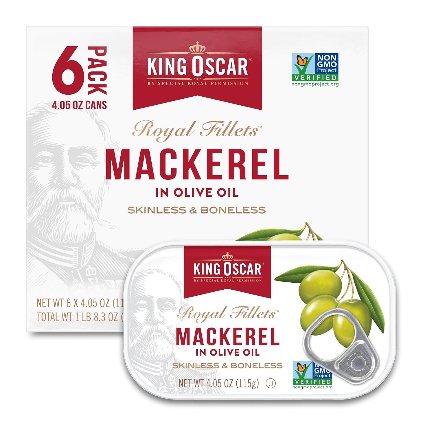 Skinless & Boneless Mackerel In Olive Oil, 4.05-Ounce Cans (Pack Of 6