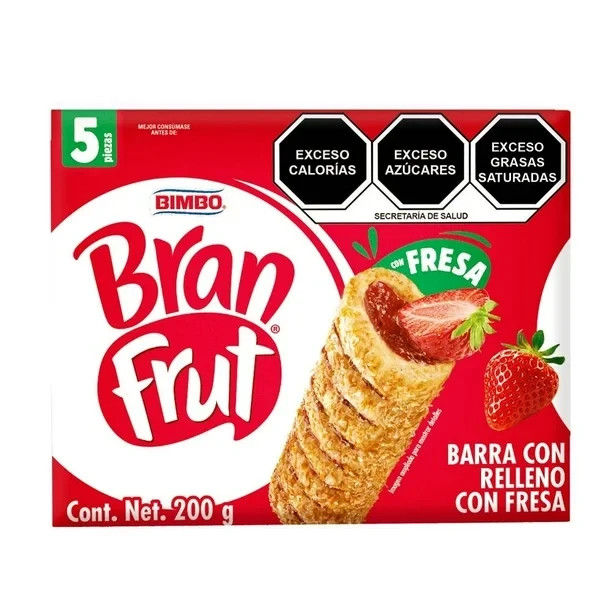 3 x Bran Frut Barras Con Relleno De Fresa 5 Piezas 200 g Mexican product