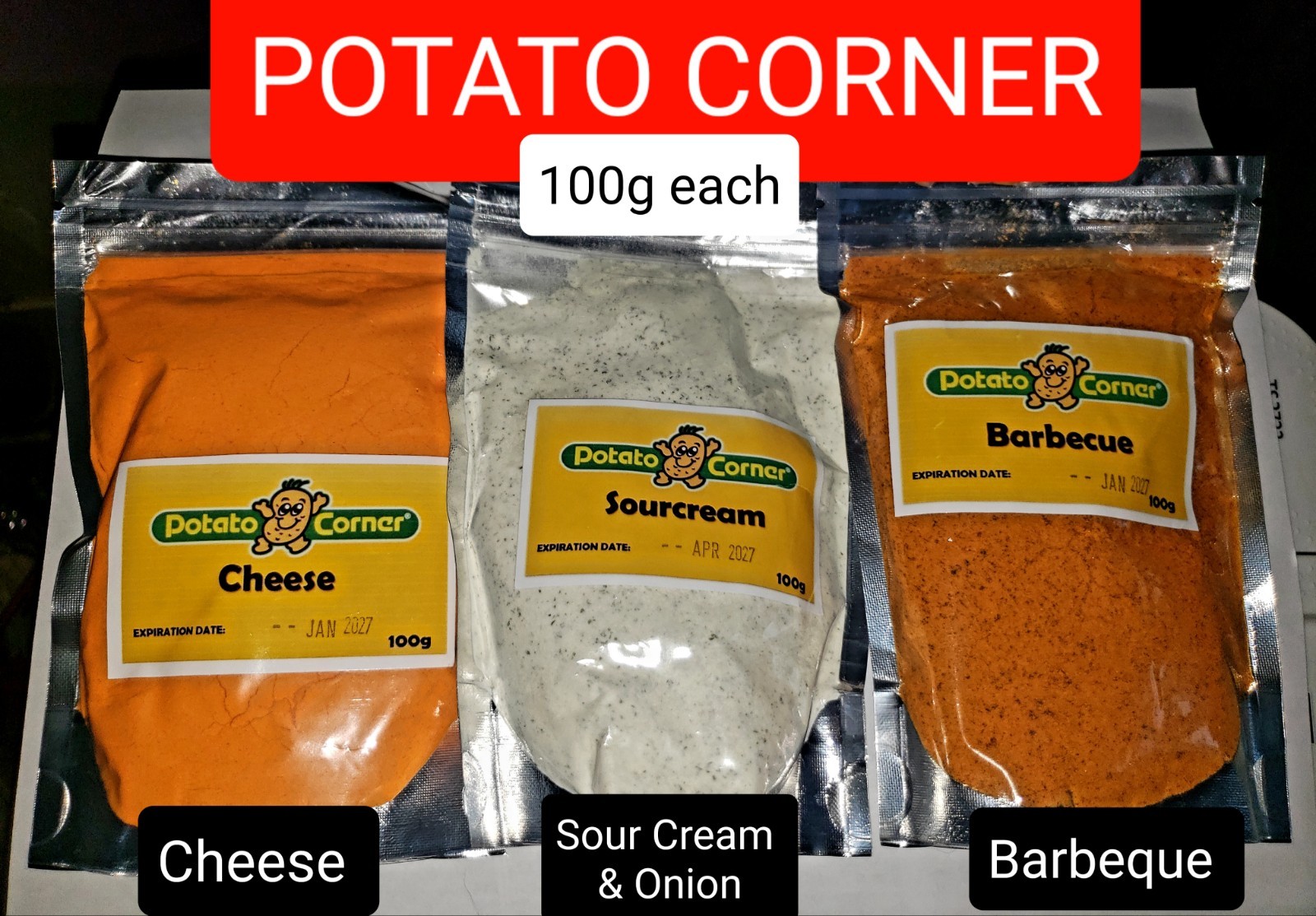 POTATO CORNER TRIO-CHEESE, SOUR CREAM ONION, BBQ. Free Shipping USA only.