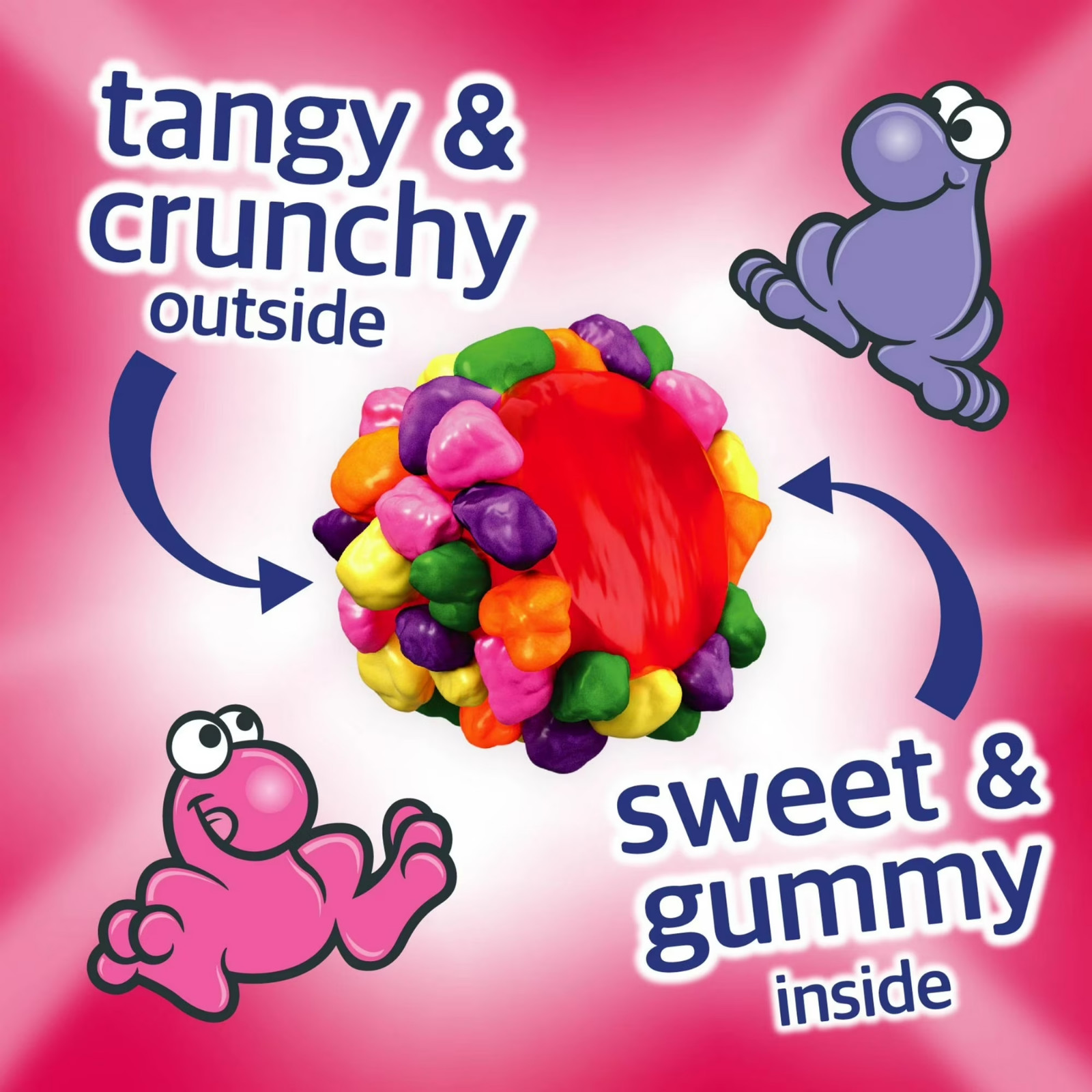 Rainbow Crunchy Gummy Candy Clusters Bite Size Sweet Treat 185 Oz Bag Pack of 3