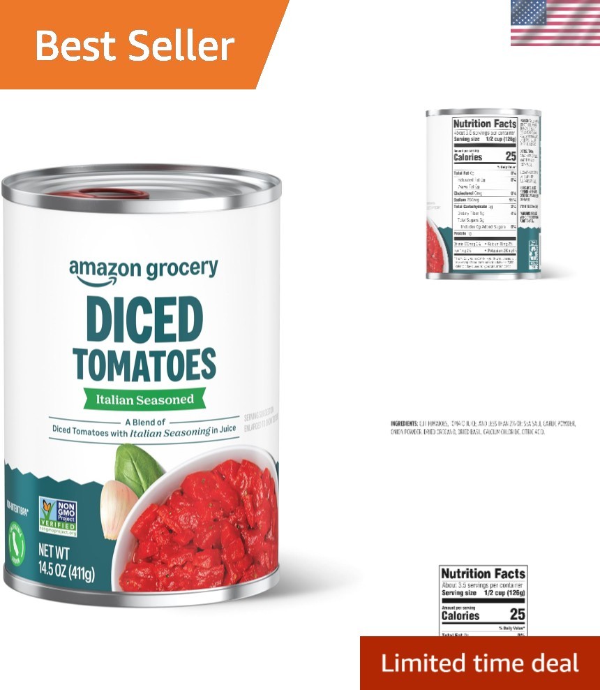 14.5 Oz Italian Seasoned Diced Tomatoes – Fresh & Flavorful, Vegetarian Delight