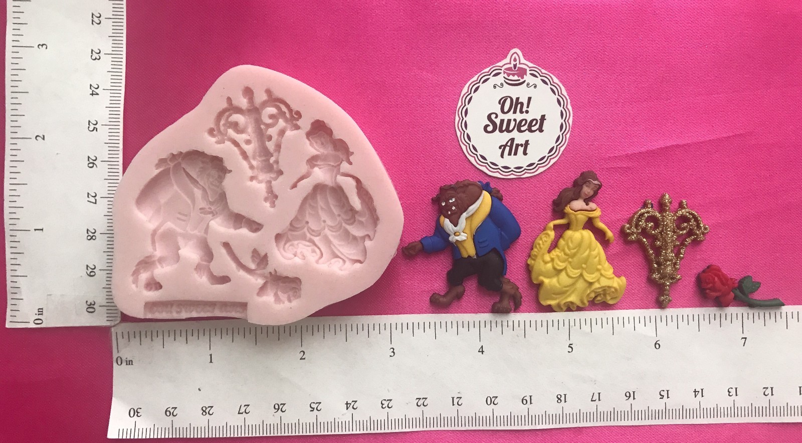 BEAUTY AND THE BEAST, Silicone Mold Food Safe Cake Decoration soap Cupcake FDA