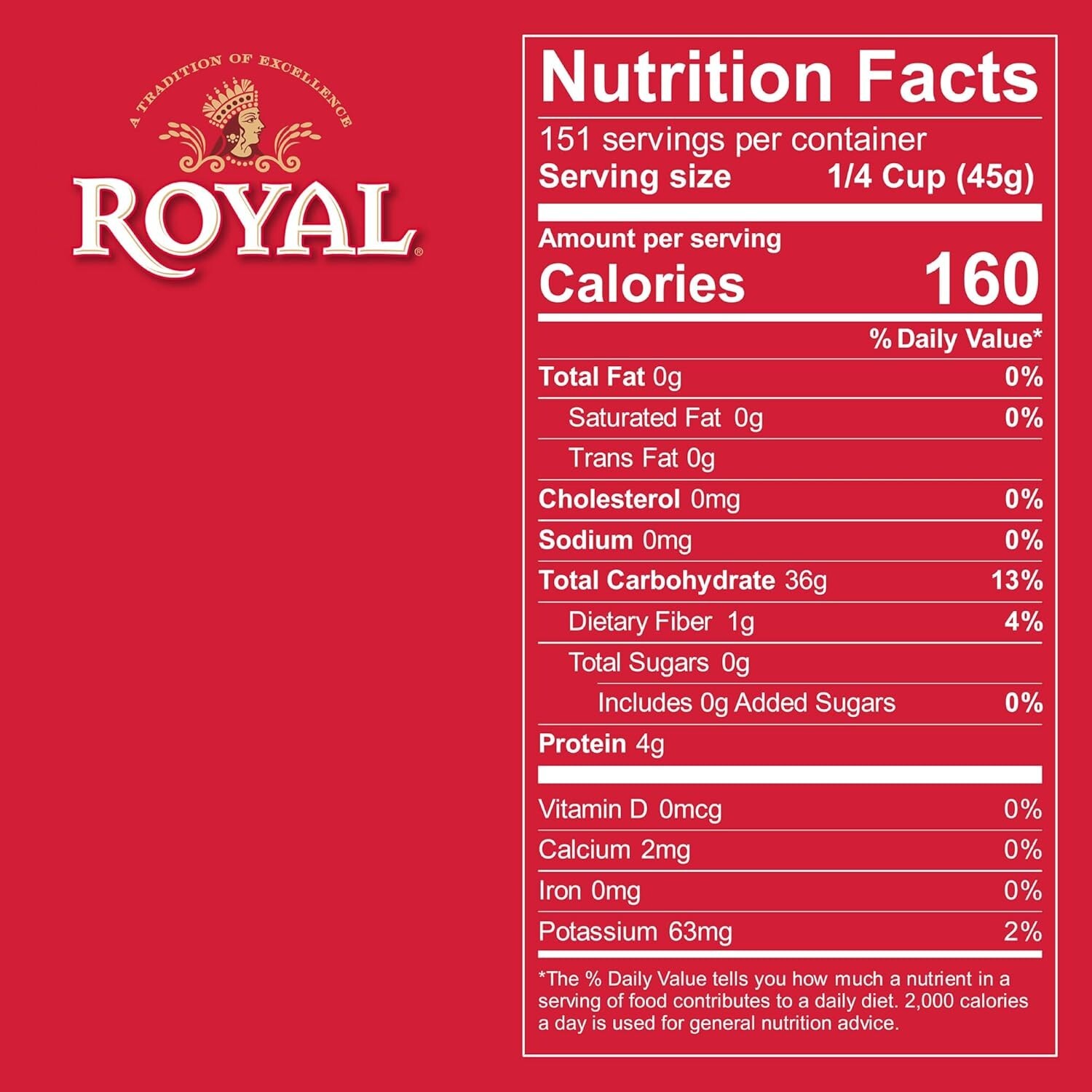 Royal Authentic Naturally Aged Long Grain Indian White Basmati Rice – 15 Lbs