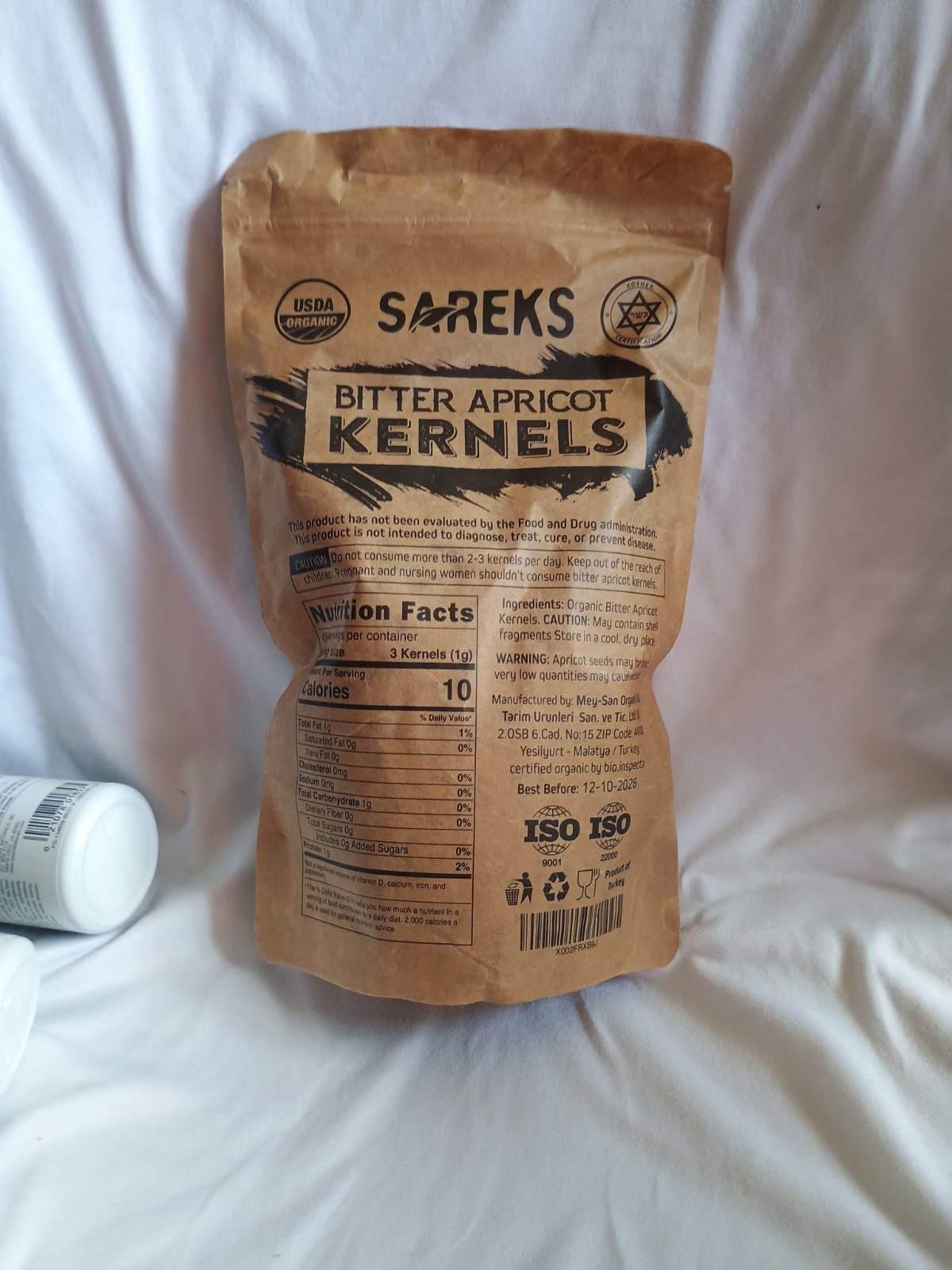 Bitter Apricot Kernels Organic Raw (1 lB), Organic Certified Seeds,BB 12/10/26