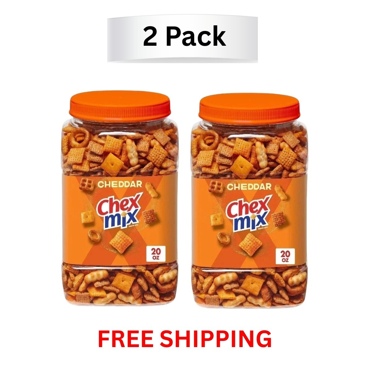 Chex Mix Cheddar Savory Snack Mix Salty Snacks Tub 20 oz Pack of 2