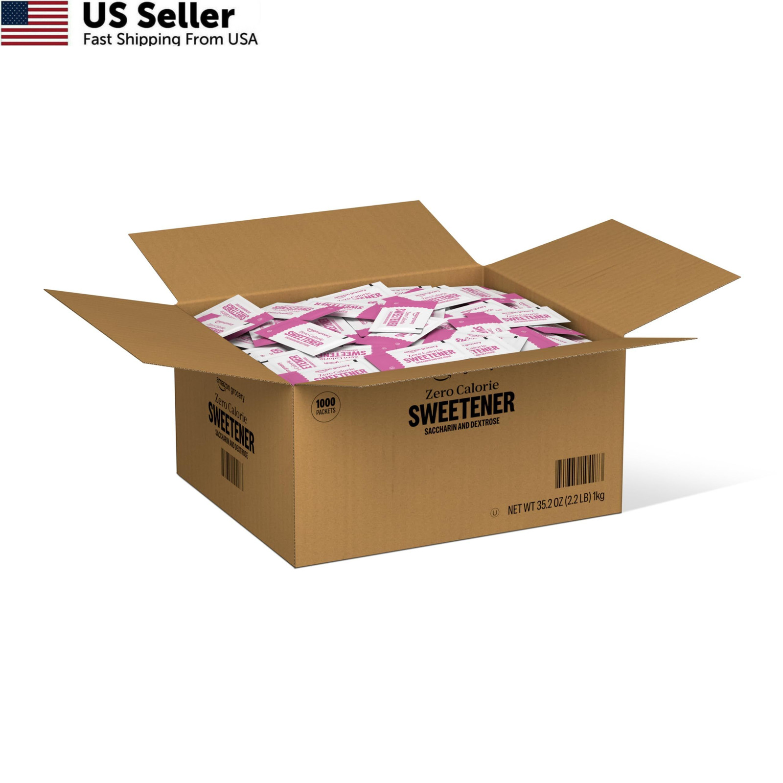 Amazon Brand – Happy Belly Zero Calorie Pink Saccharin Sweetener, 1000 Count