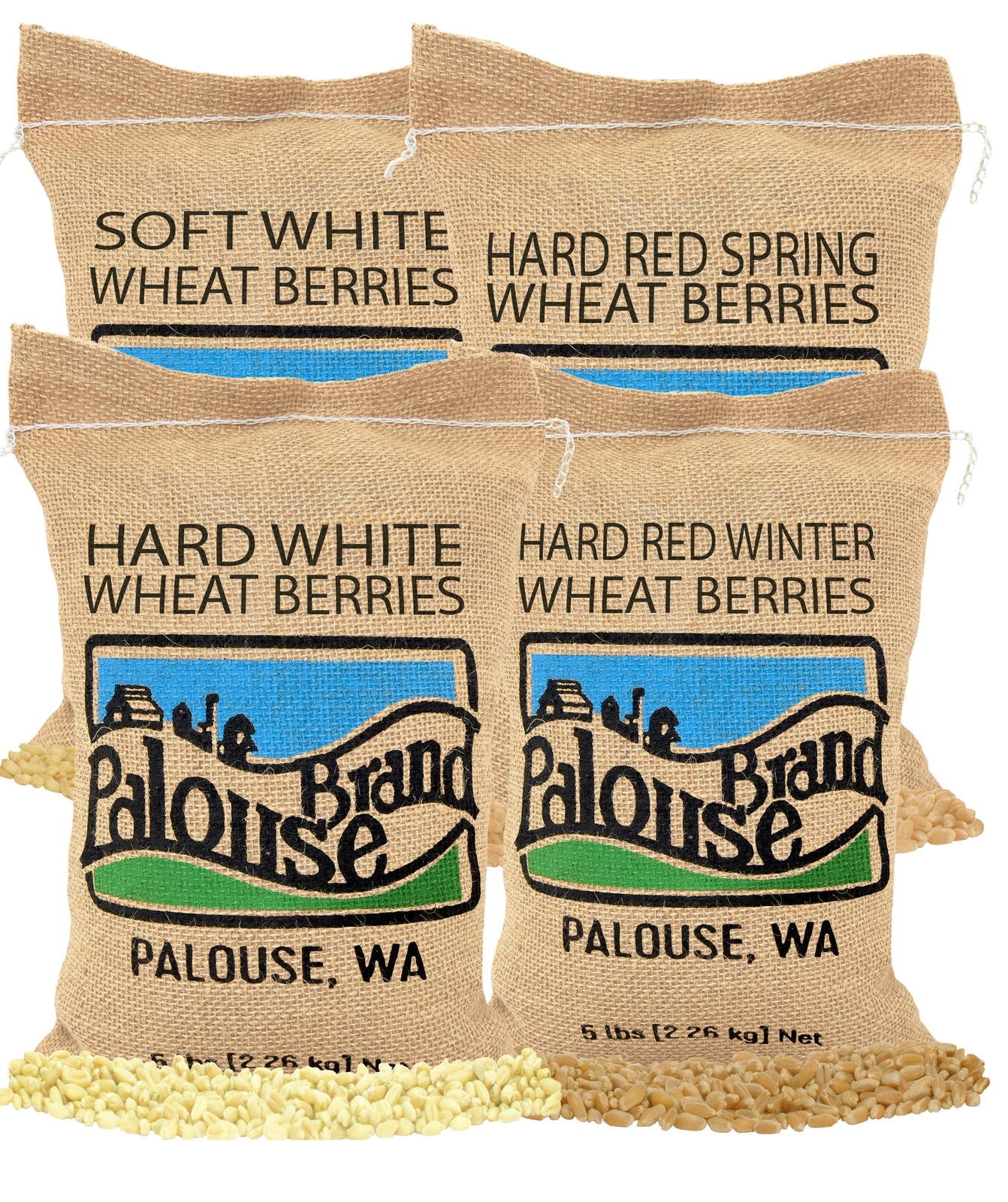 Palouse Brand 20 LBS Wheat Bundle: Hard & Soft White, Red Winter & Spring Wheat