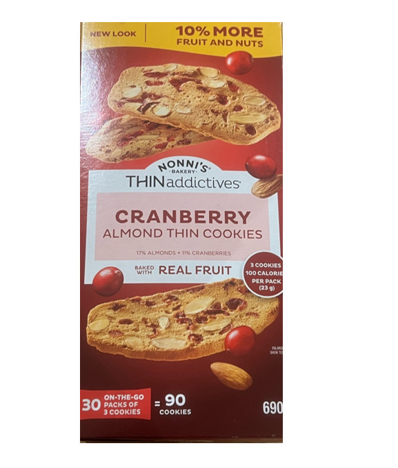 BIG BOX 24oz./1.5lbs./681g./30packs Thin Addictives, Almond Thins Cranberry NEW