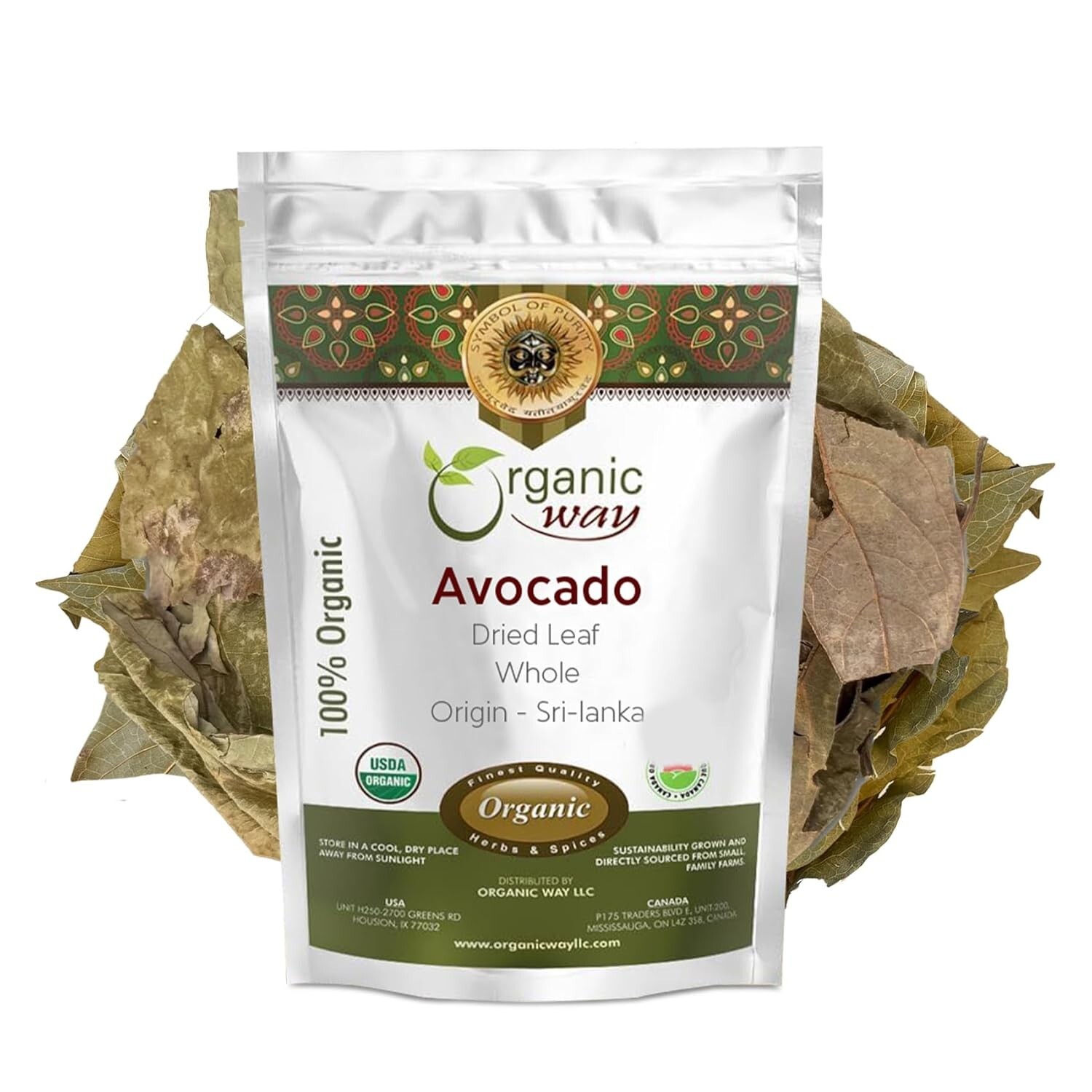 Organic Way Avocado Dried leaves Whole (2 Oz)