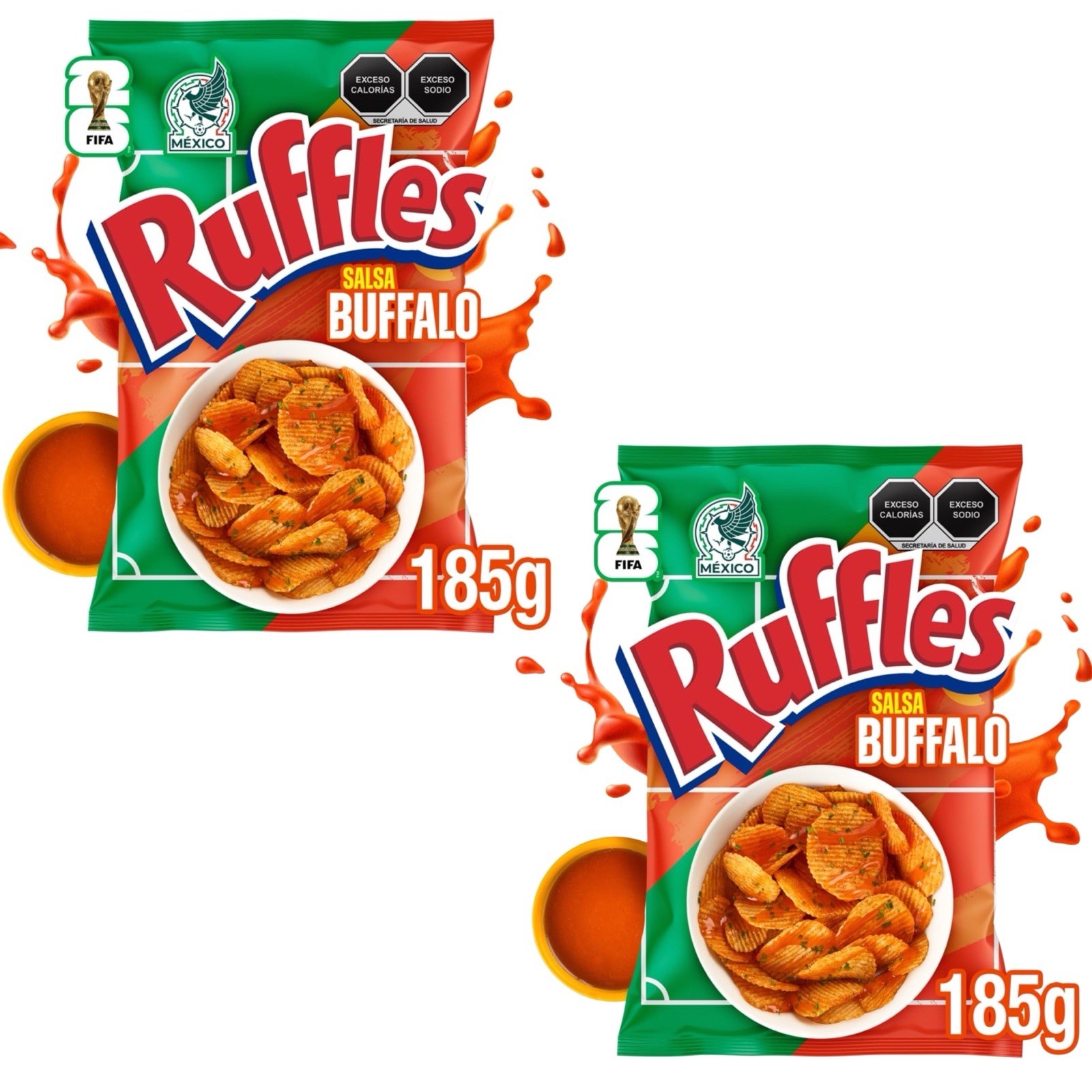 2X RUFFLES SALSA BUFFALO – SABRITAS MEXICANAS (185g c/u)