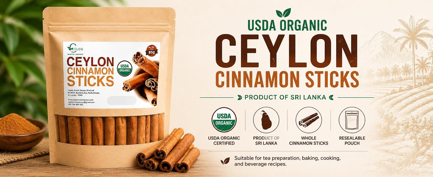 USDA Organic Ceylon Cinnamon Sticks, 3 oz (85 g)