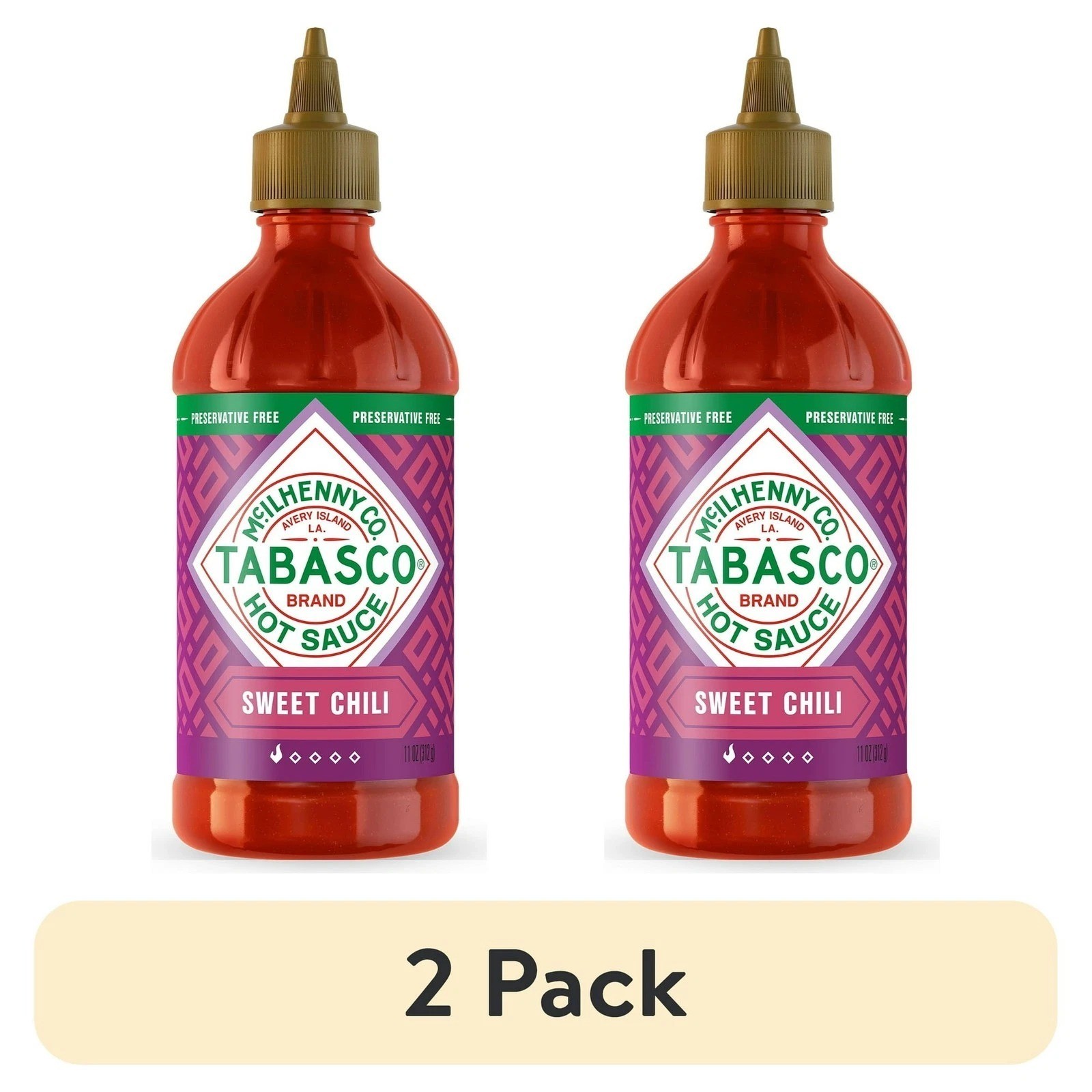(2 pack) Tabasco Sweet Chili Sauce, 11 oz Regular Squeezable Plastic Bottle