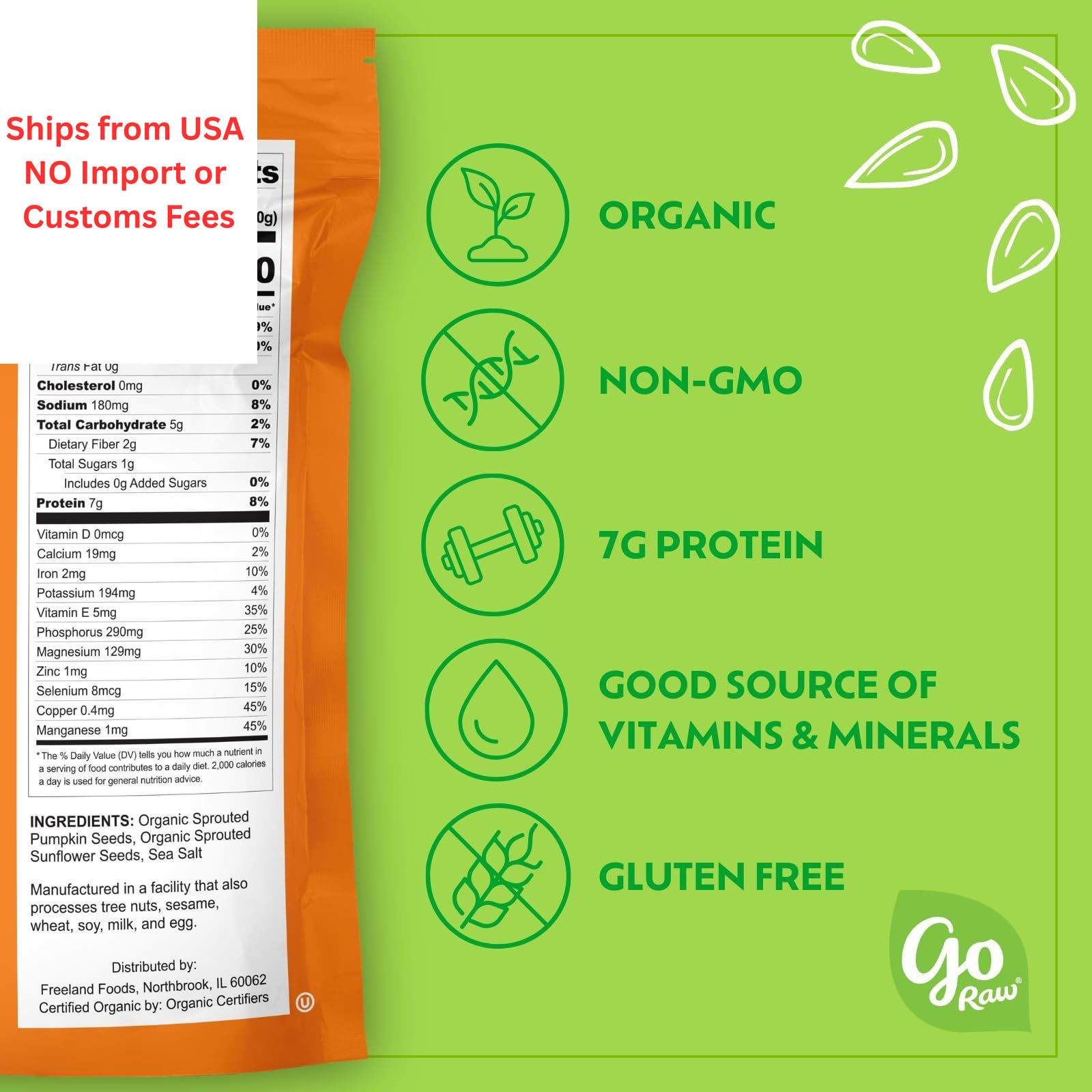 Go Raw Organic Sprouted Pumpkin & Sunflower Seeds, 10 ounce (Pack of 1), 6013