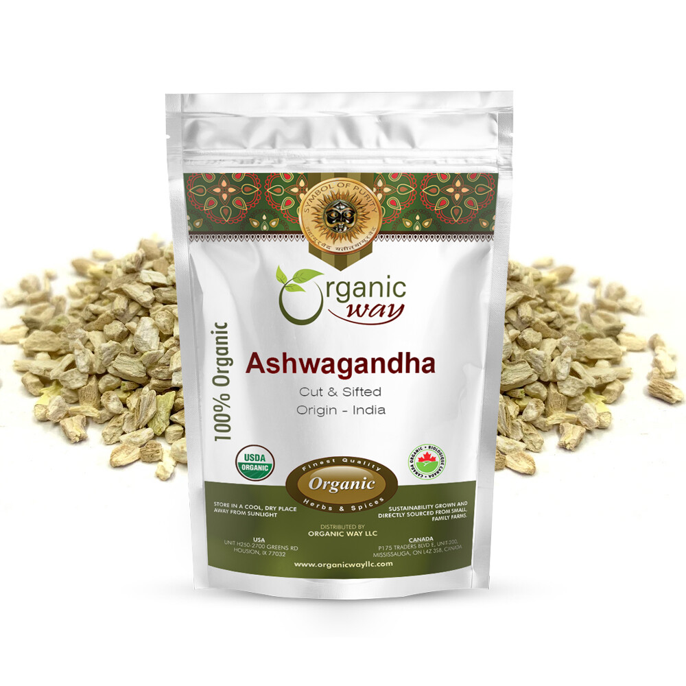 Organic Way Ashwagandha Root Cut & Sifted – Organic, Kosher & USDA Certified