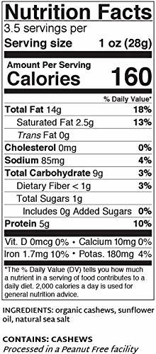 3.5 oz Organic & Fairtrade Roasted and Salted Cashews- 5 pack