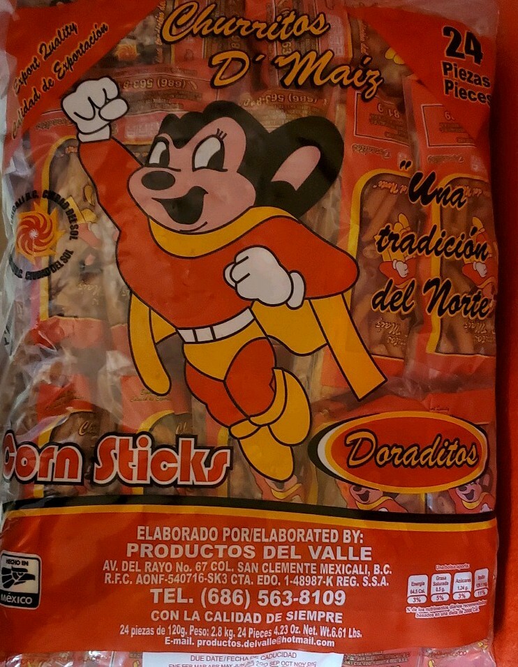 5 Bags !!! Churritos (corn sticks)Super Raton 5 bolsas de 24 Individuales