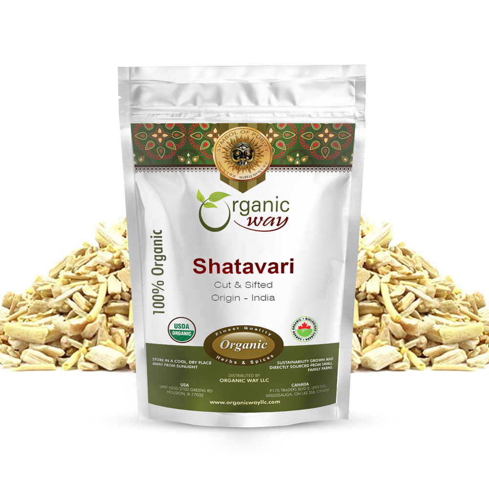 Organic Way Dried Shatavari Cut & Sifted – Organic, Kosher & USDA Certified
