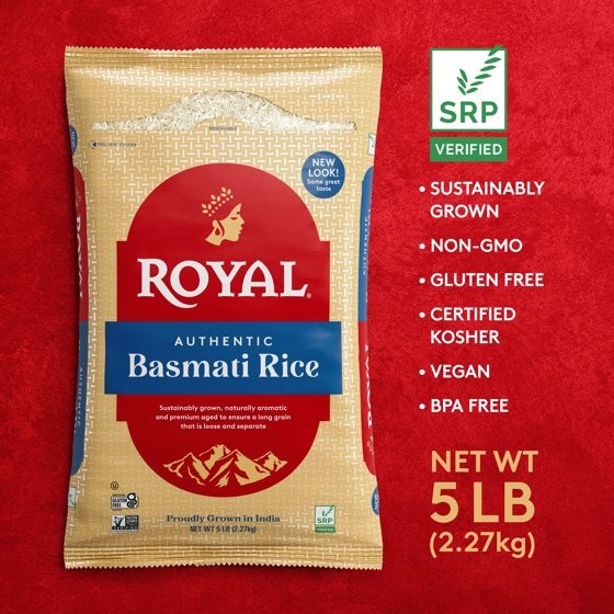 Authentic Royal Naturally Aged Indian White Basmati Rice, Long-Grain, Gluten-fre
