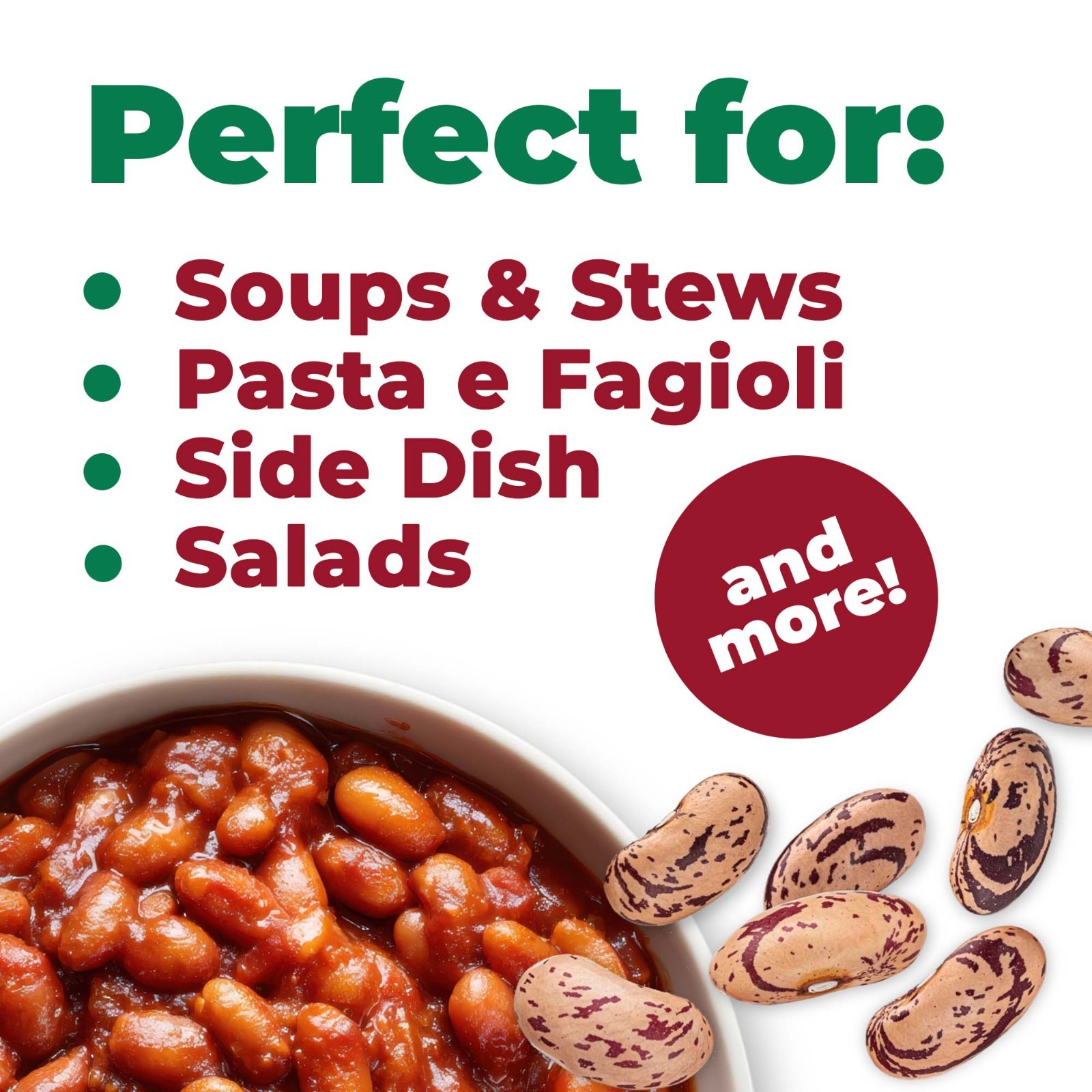 Del Colle Piemonte Cranberry Beans, 11 LBS (5 kg) – Sproutable, Vegan, Kosher