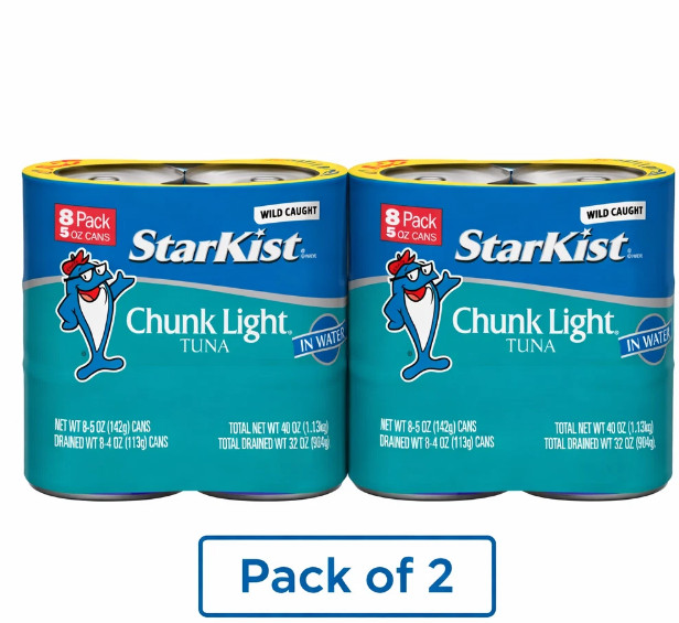 StarKist Chunk Light Tuna in Water, 5 oz, 8 Cans pack of 2