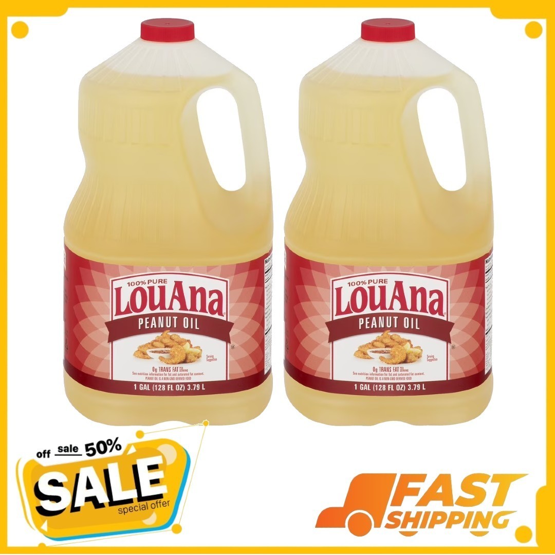 ( 2 Pack ) LouAna Pure Peanut Oil for High-Heat Cooking, 128 fl oz