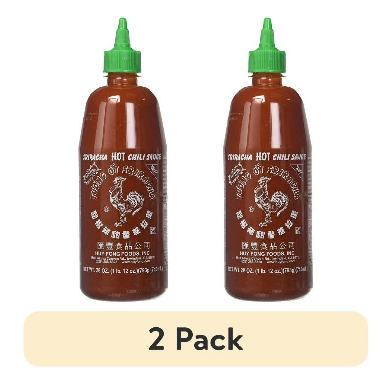 (2 pack) Huy Fong Foods Sriracha Hot Chili Sauce, 28oz (793g) Bottle