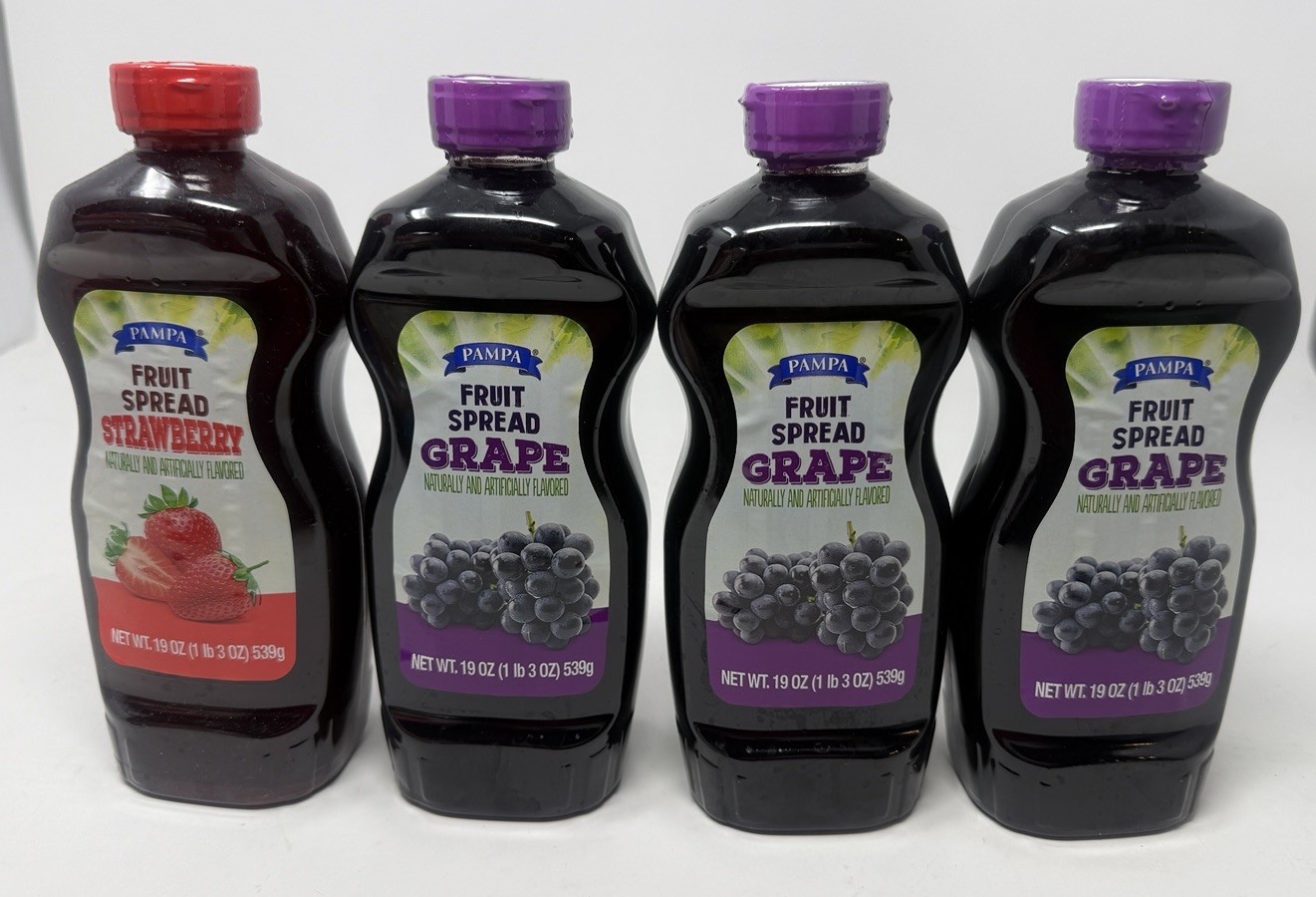 Pampa Fruit Spread Grape & Strawberry – 19 Oz Bottle (Lot Of 4) Expires 5/2027