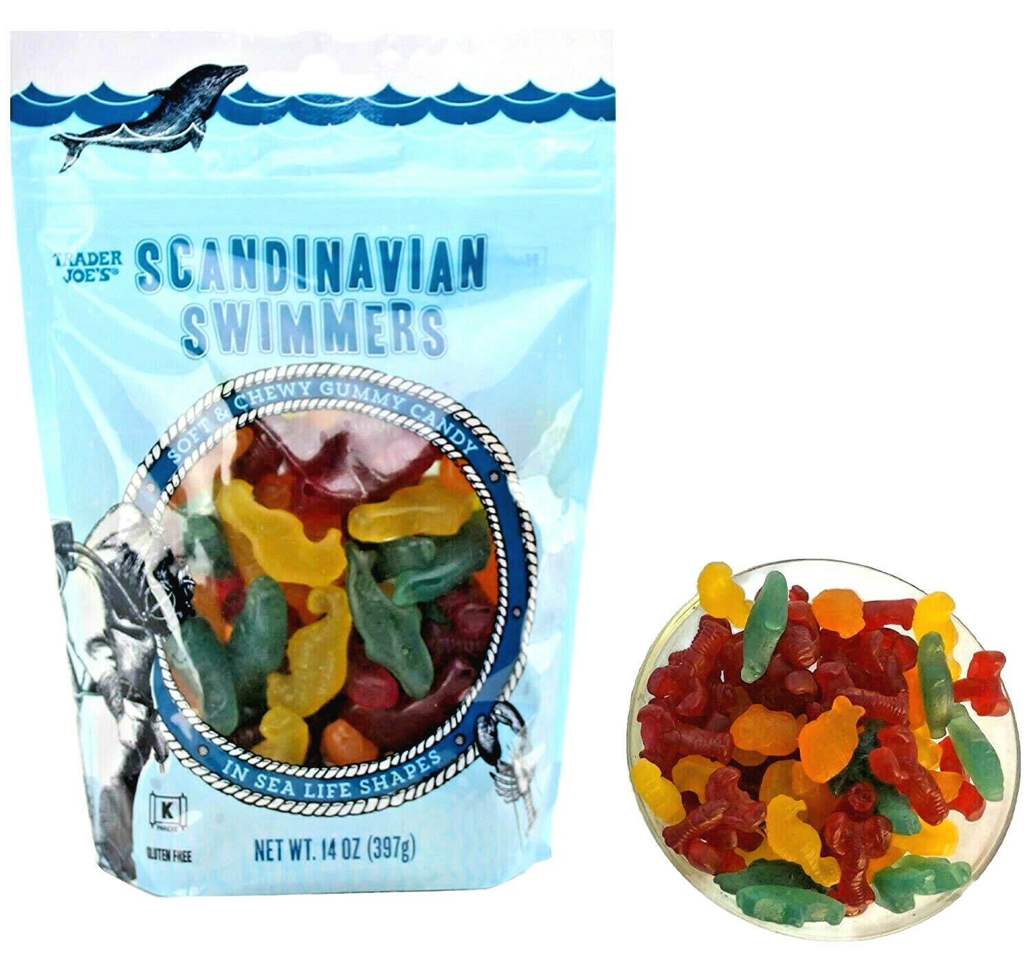 3 X Trader Joes Scandinavian Swimmers Soft & Chewy Gummy Candy Fruit Flavor
