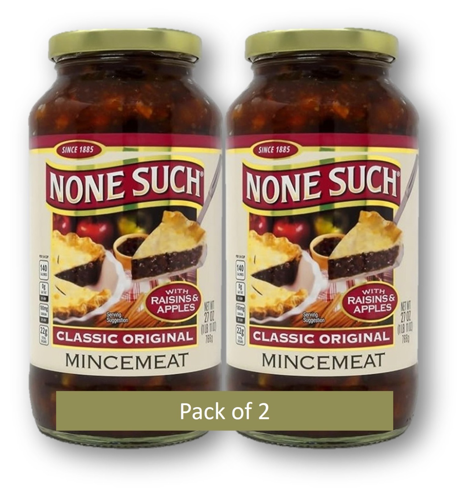2-PACK | None Such Original Mincemeat Raisins & Apples 1 lb Jars