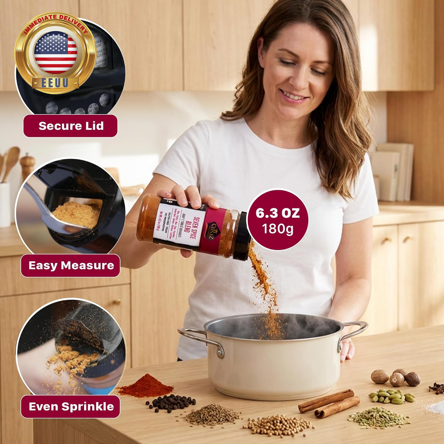 Cerez Pazari Seven Spice Blend 6.3 Oz – Traditional Middle Eastern Seasoning wit