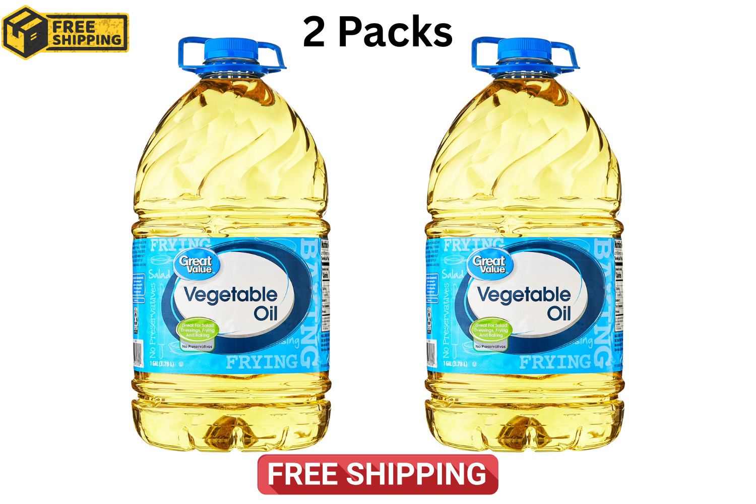 (2 pack )Great Value Vegetable Oil, 1 Gallon choice for all of your cooking New