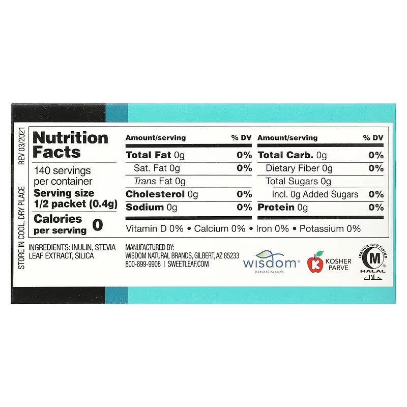 SweetLeaf Stevia Sweetener Powder (2 oz / 56.7 g) 70 Packets Each (Pack of 4)
